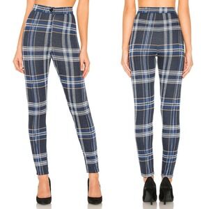 Free People | Y2K Carnaby Plaid High Rise Skinny Pants in Blue & White‎